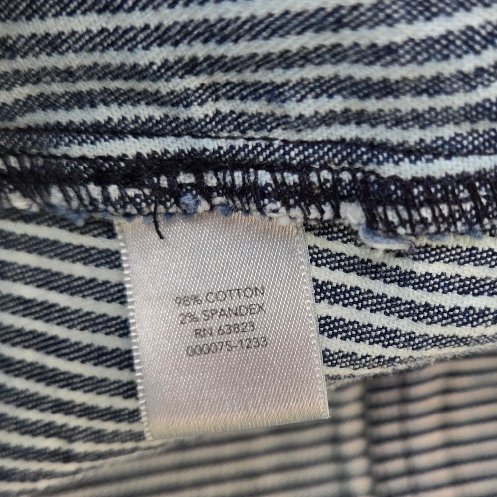 Christopher & Banks Blue White Striped Zip Utility Denim Jacket Womens Large - Picture 4 of 8